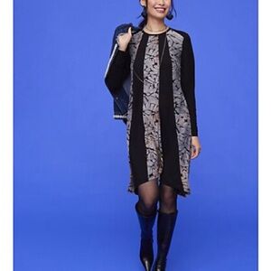 🖤🩶🤎NWOT LOGO by Lori Goldstein Elegant Black, Gray, Tan Floral Dress XXSP🤎🩶🖤